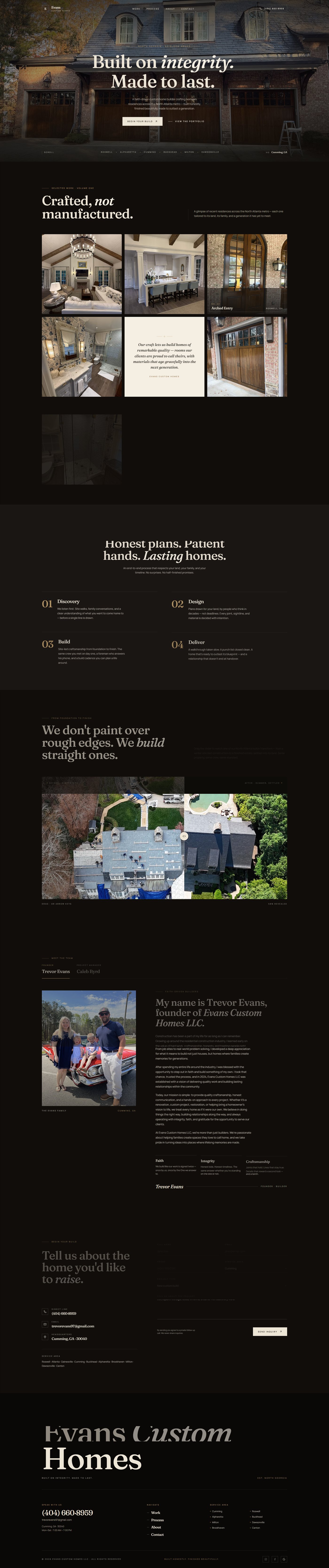 Evans Custom Homes — full website preview